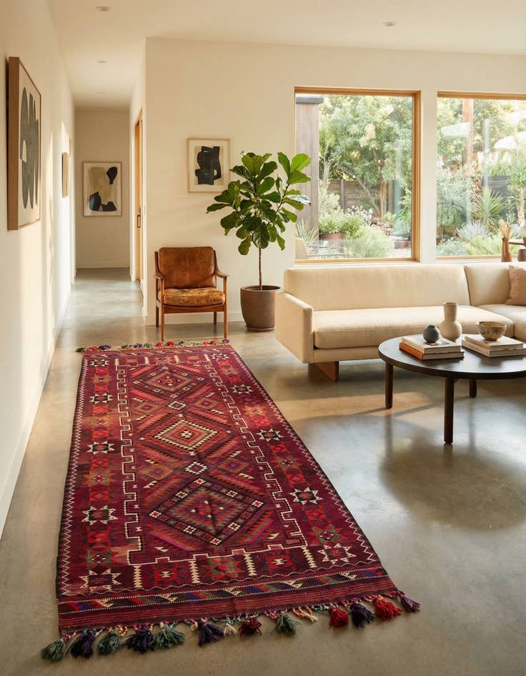 Detail image of 4' 10 x 10' 7  Hand Knotted Kilim Fars Persian Wool Runner Rug