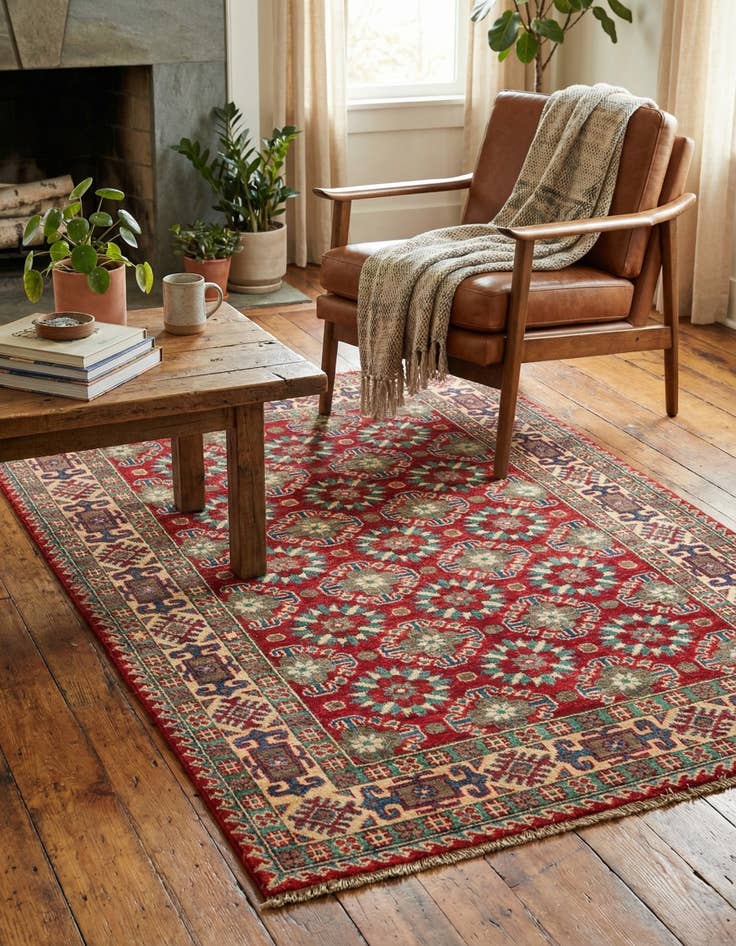 Detail image of 4' x 5' 10  Hand Knotted Kazak Rug