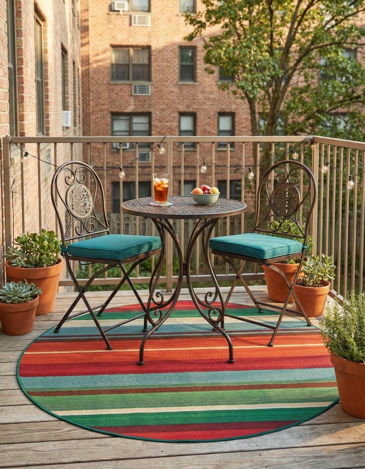 Detail image of 4' x 4'  Washable Modern Indoor / Outdoor Round Rug