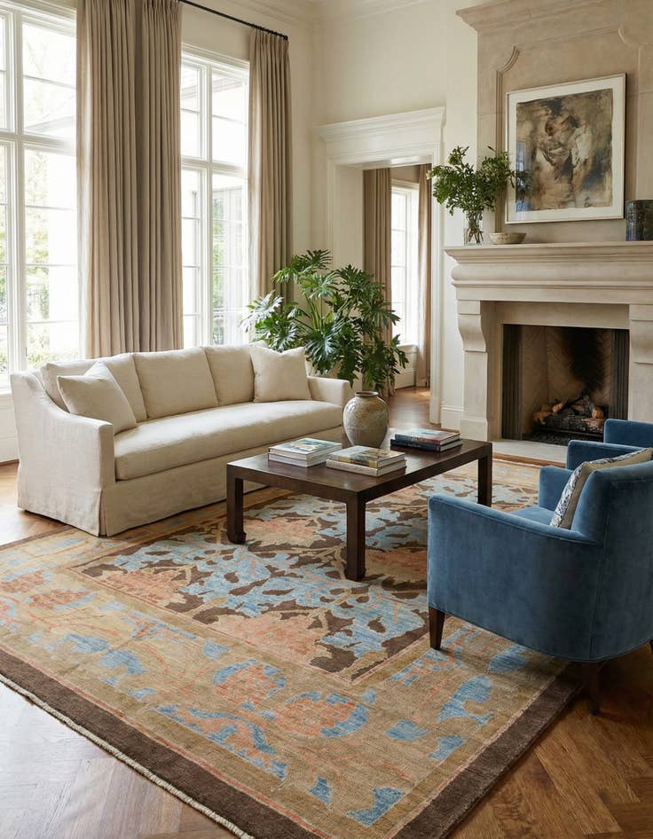 Detail image of  10' 3 x 15'  Hand Knotted Oushak Wool Rug