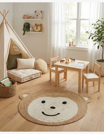 4' 1 x 4' 1 Hand Braided Kids Braided Jute Round Rug