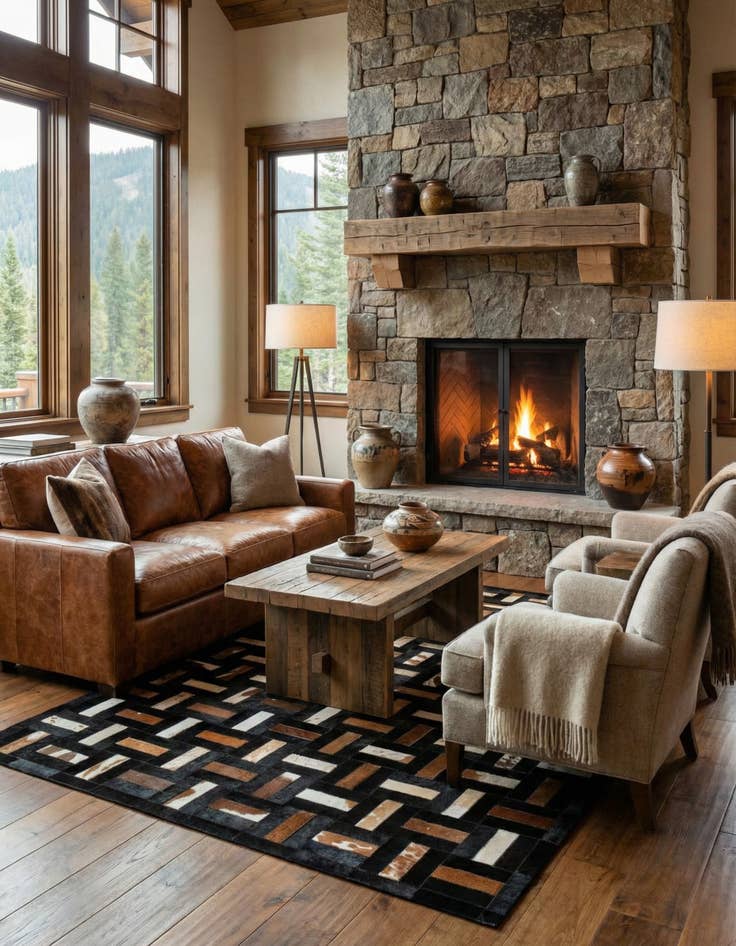 Detail image of  5' 3 x 8' 1 Cowhide - Patchwork Rug