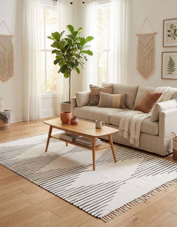 Detail image of 6' 1 x 9'  Hand Woven Chindi Cotton Rug