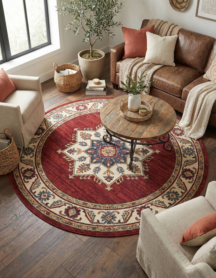 Detail image of 7' 10 x 7' 10  Washable Baja Indoor / Outdoor Round Rug