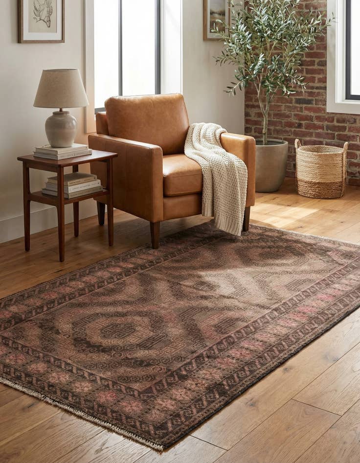 Detail image of 3' 9 x 6' 8  Hand Knotted Ultra Vintage Persian Wool Runner Rug