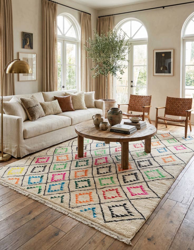 Detail image of 6' 5 x 9' 4  Hand Knotted Moroccan Wool Rug