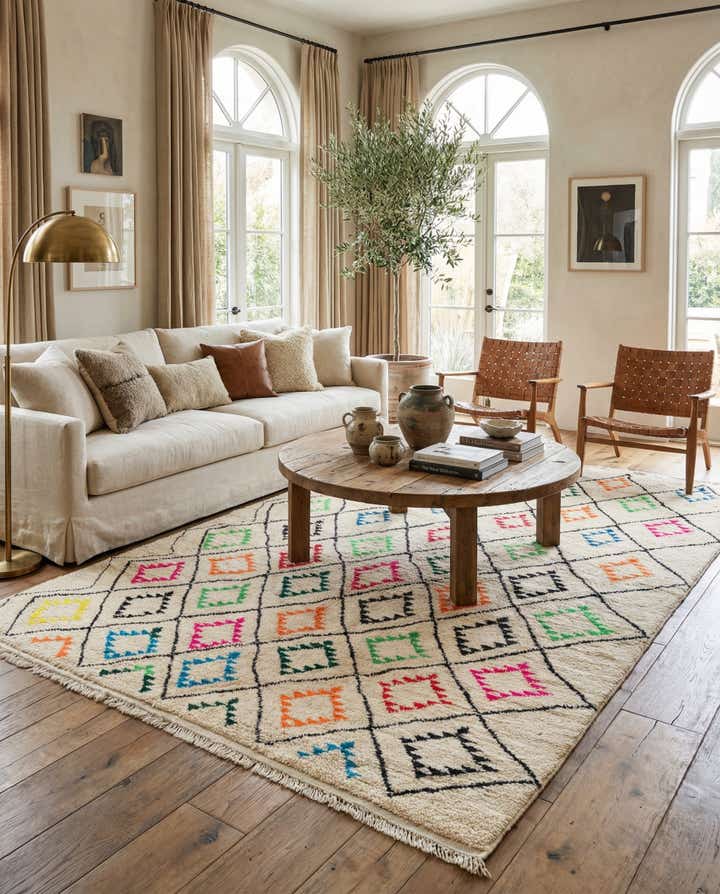 6' 5 x 9' 4 Hand Knotted Moroccan Wool Rug