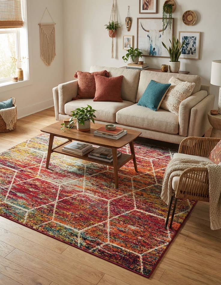 Detail image of 5' 3 x 5' 3 Trellis Frieze Square Rug