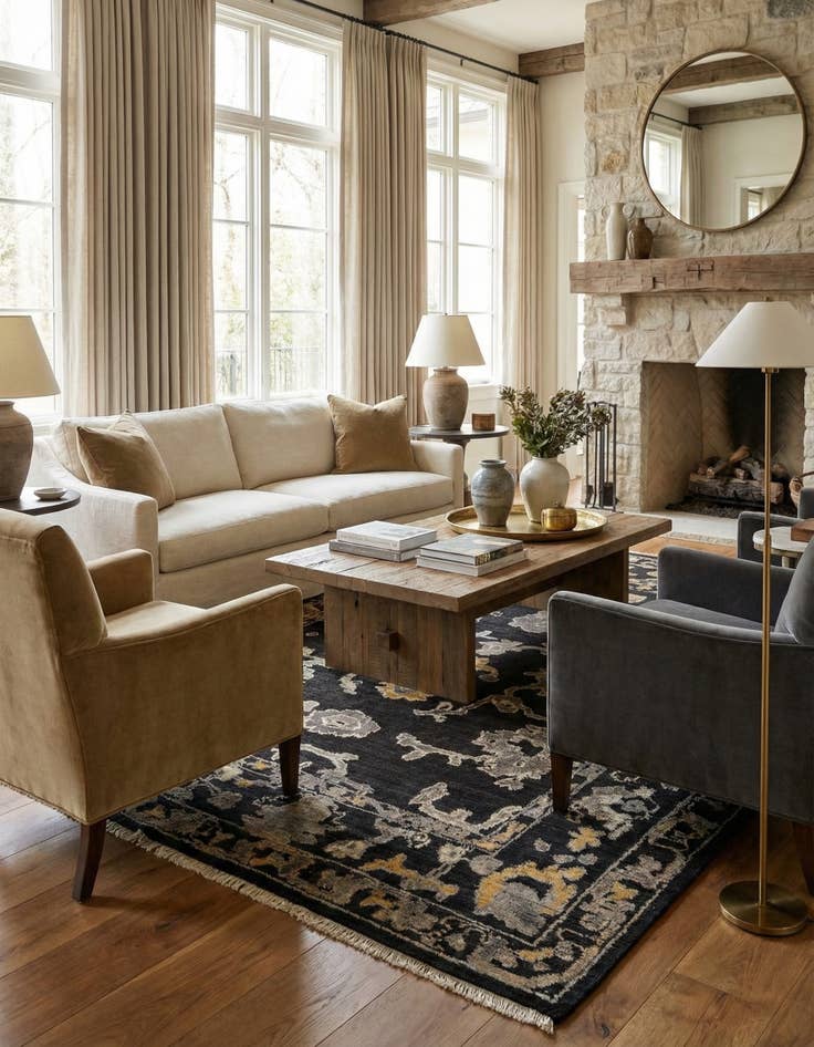 Detail image of 9' 4 x 12'  Hand Knotted Oushak Wool Rug