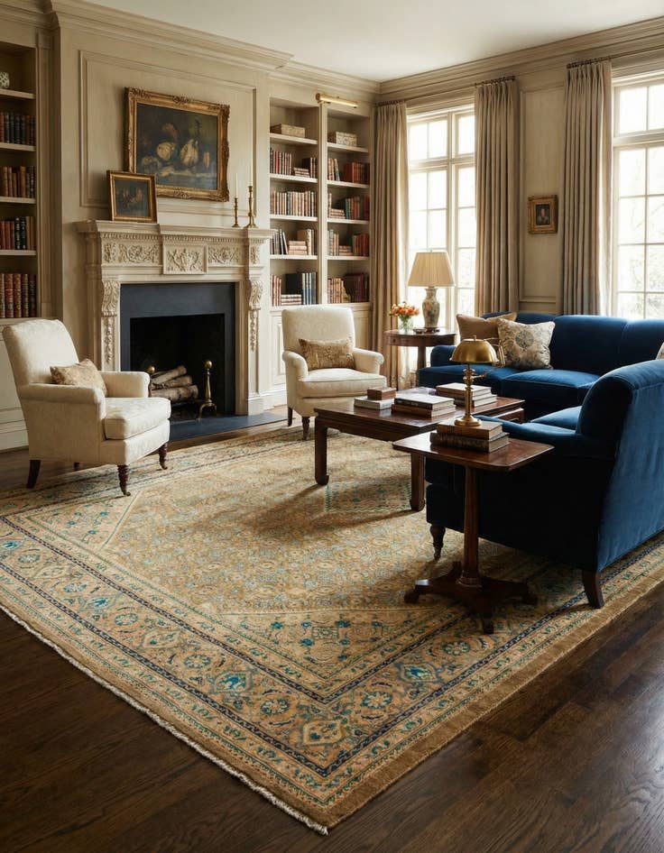 Detail image of 9' 10 x 13' 2  Hand Knotted Farahan Persian Wool Rug