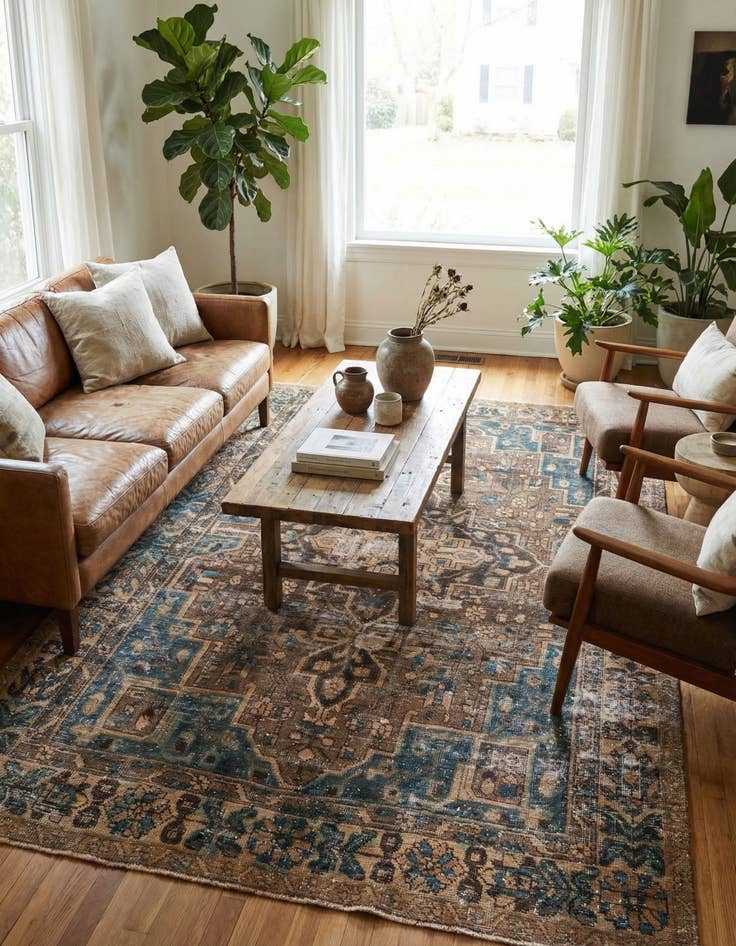 Detail image of  6' 4 x 9' 5  Hand Knotted Ultra Vintage Persian Wool Rug