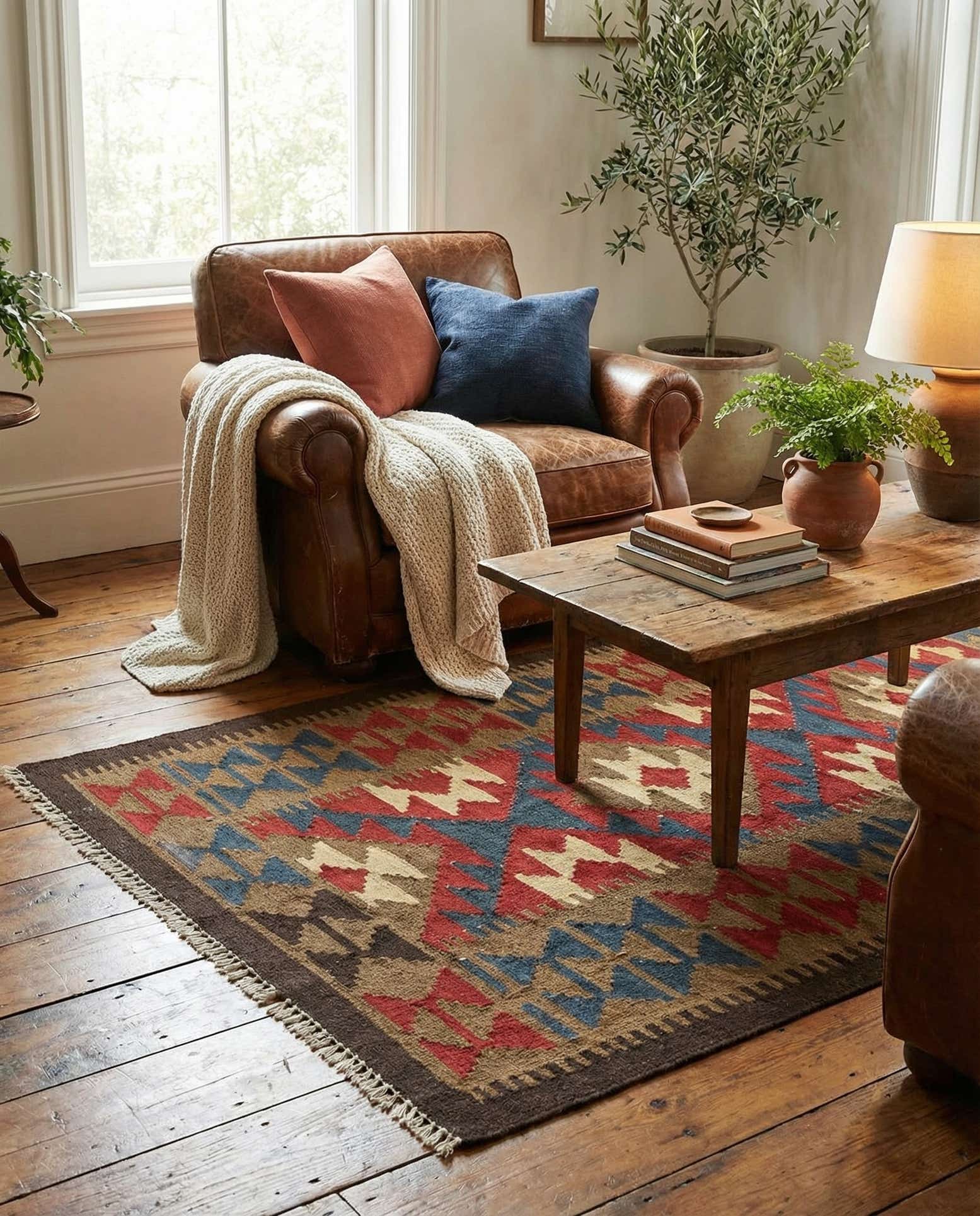 95cm x 145cm Tejido a mano Kilim Maymana Alfombra Lana