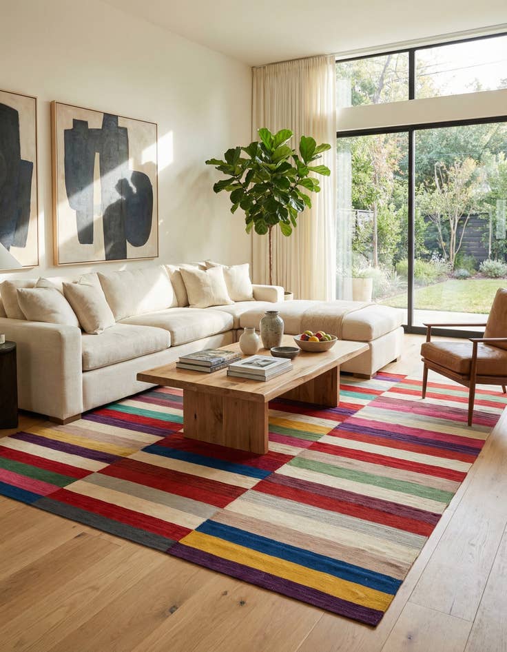 Detail image of  8' 2 x 9' 9  Hand Woven Kilim Modern Wool Rug