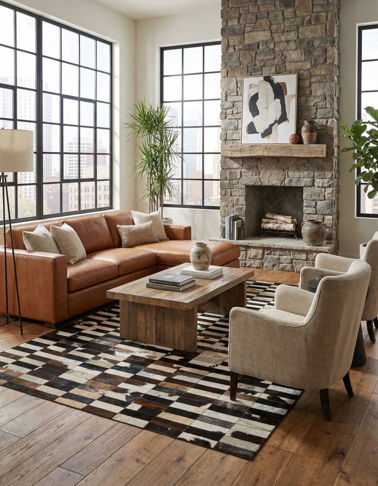 Detail image of  4' 11 x 7' 11 Cowhide - Patchwork Rug