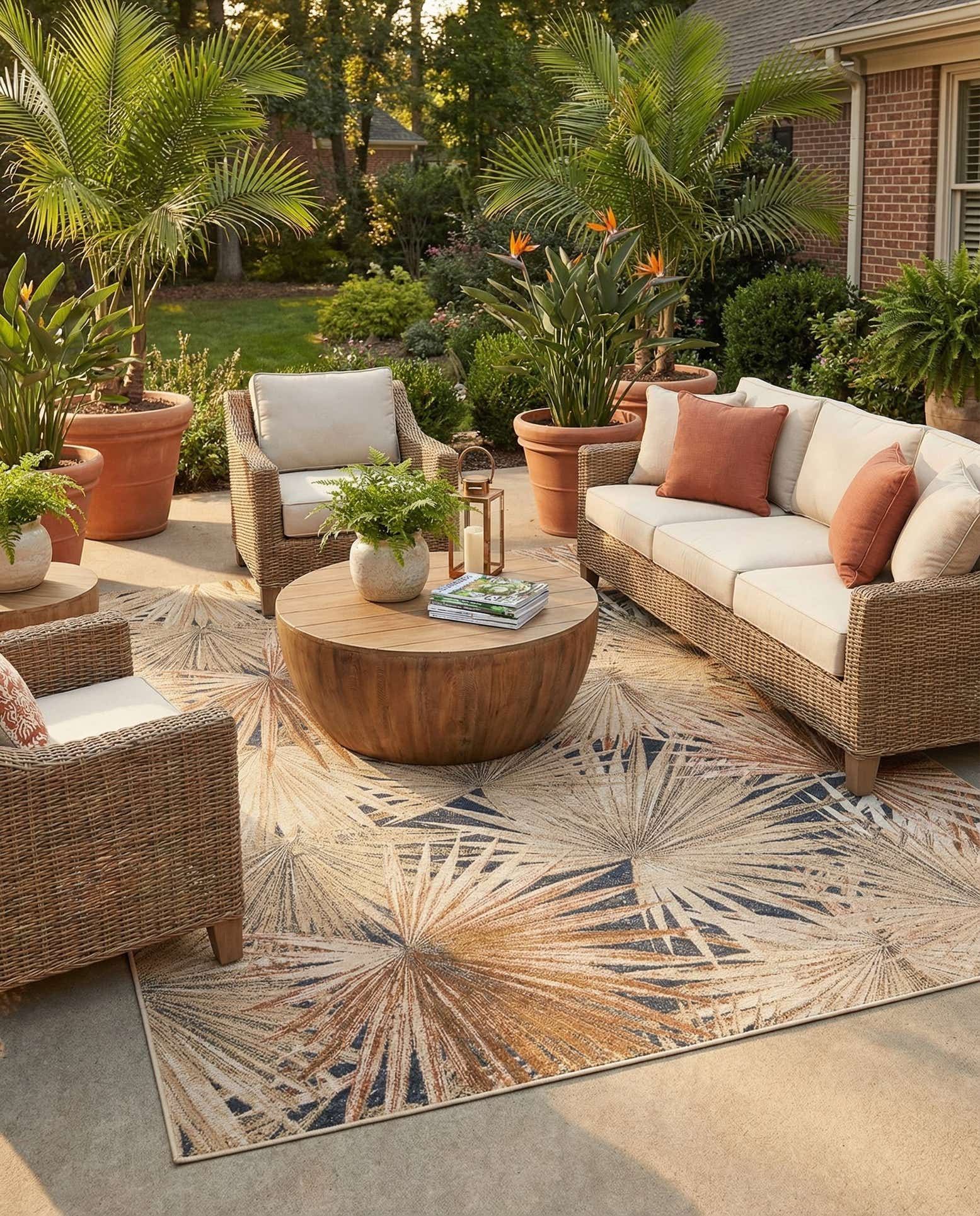 9' x 12' Easy-Clean Botanical Indoor / Outdoor Rug