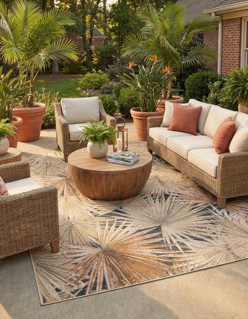 9' x 12' Easy-Clean Botanical Indoor / Outdoor Rug