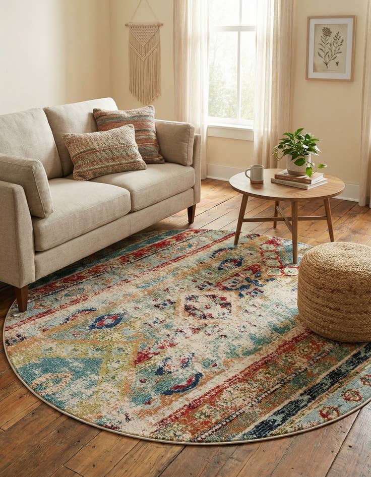 Detail image of  6' x 6'  Washable Mesa Round Rug