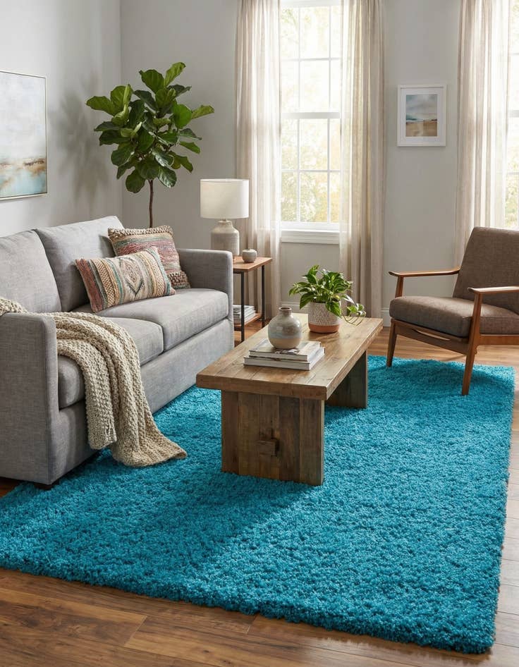 Detail image of  7' 10 x 10' Solid Shag Rug