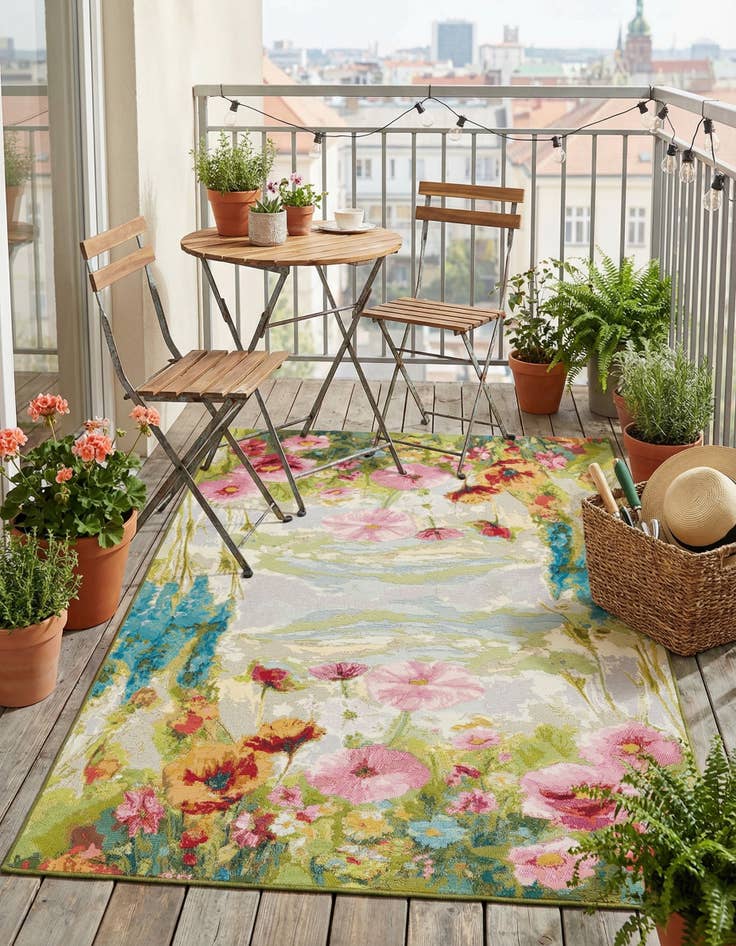 Detail image of 5' x 8'  Washable Botanical Indoor / Outdoor Rug