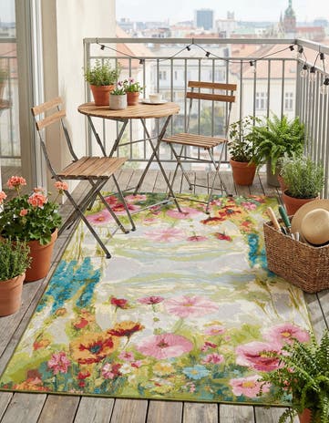 5' x 8' Easy-Clean Botanical Indoor / Outdoor Rug