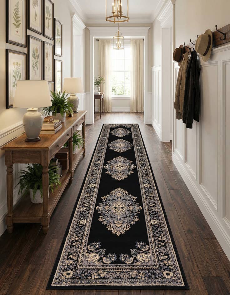 Detail image of 3' x 16' 5 Mashad Design Runner Rug