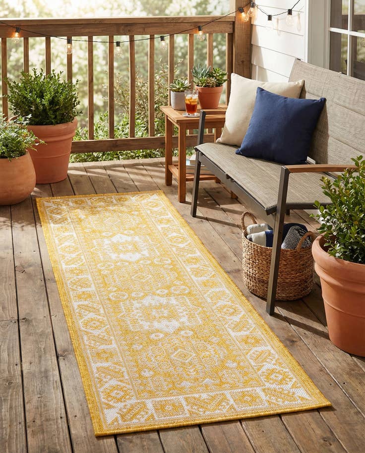 Detail image of 2' x 6' Easy-Clean Aztec Indoor / Outdoor Runner Rug
