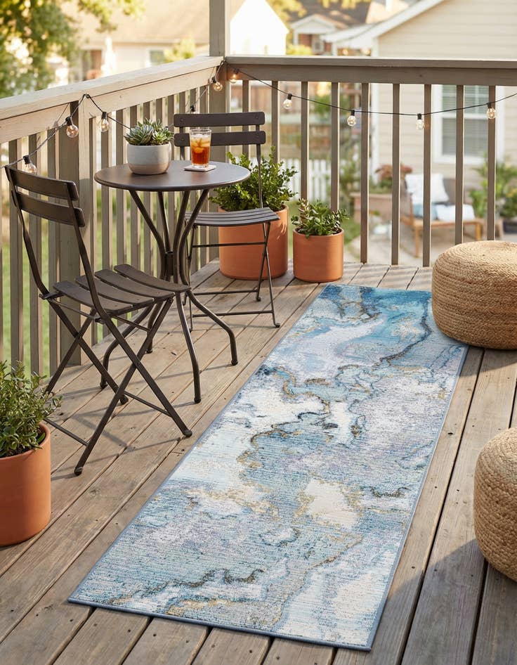 Detail image of 2' x 6'  Washable Modern Indoor / Outdoor Runner Rug