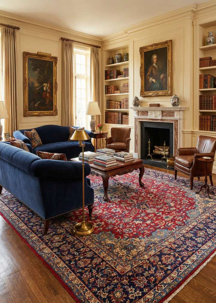 10' x 12' 7 Hand Knotted Isfahan Persian Wool Rug