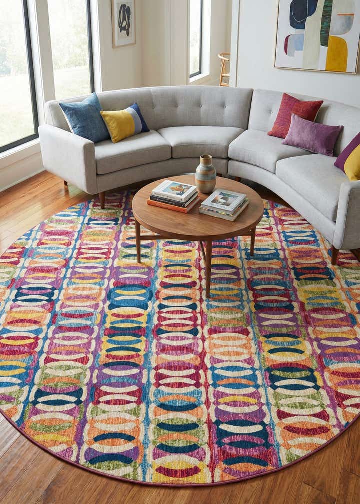 10' x 10' Easy-Clean Modern Indoor / Outdoor Round Rug