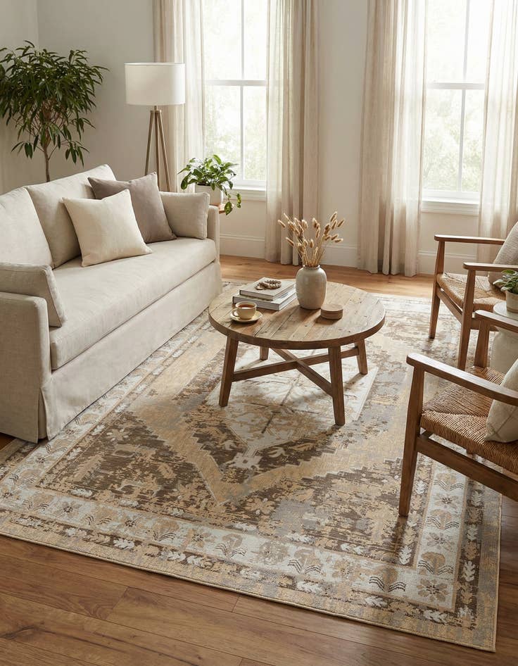 Detail image of 10' x 13'  Washable Traditional Indoor / Outdoor Rug