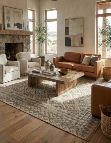 6' 9 x 9' 11 Hand Woven Kilim Maymana Wool Rug
