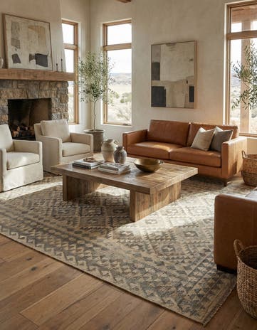 6' 9 x 9' 11 Hand Woven Kilim Maymana Wool Rug