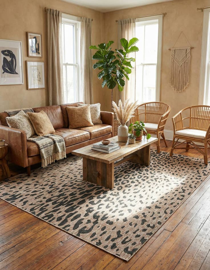 Detail image of 7' 10 x 11'  Washable Safari Indoor / Outdoor Rug