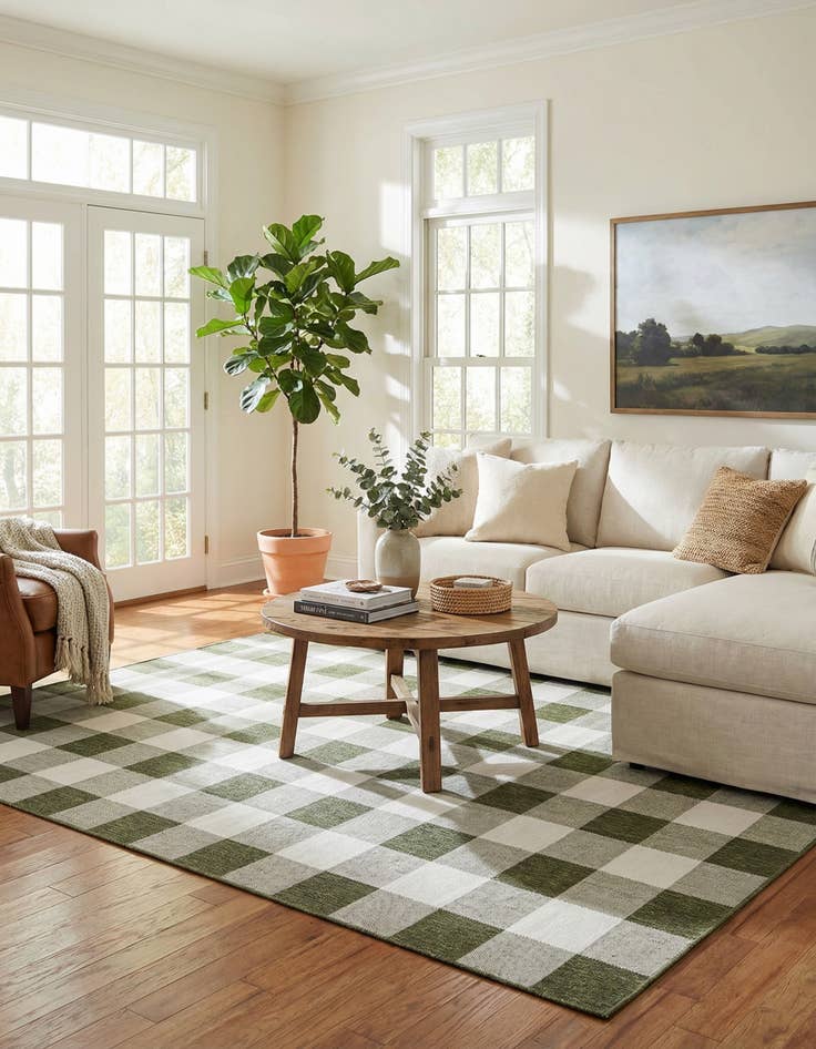 Detail image of 9' x 12'  Washable Checkered Indoor / Outdoor Rug