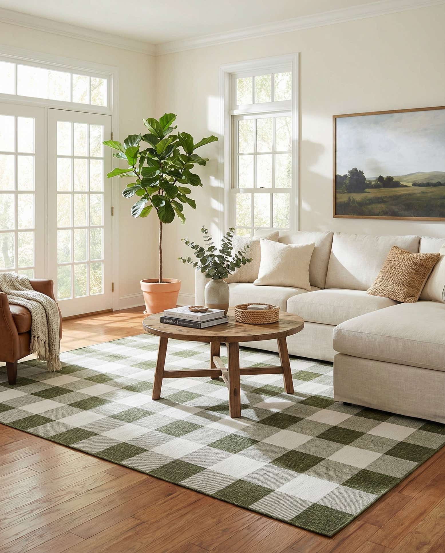9' x 12' Easy-Clean Checkered Indoor / Outdoor Rug