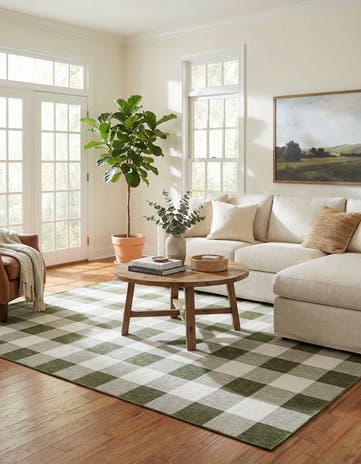 9' x 12' Easy-Clean Checkered Indoor / Outdoor Rug