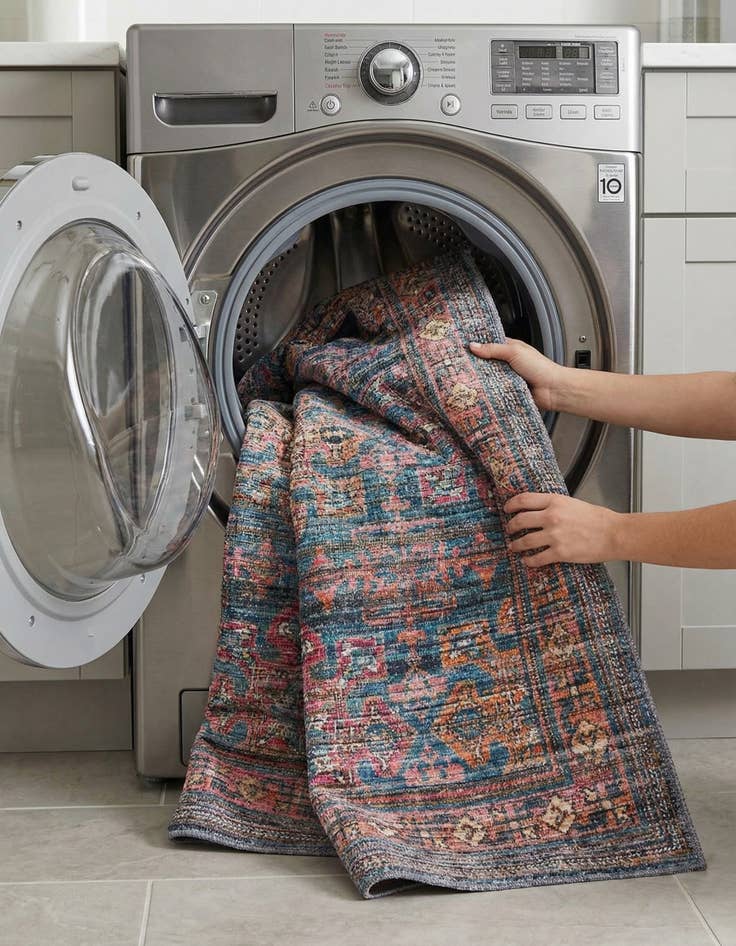 Detail image of 7' 3 x 7' 3  Washable Nostalgia Square Rug