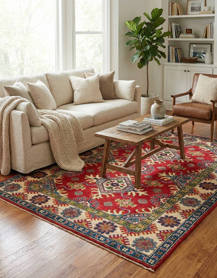 Detail image of 4' x 5' 10  Hand Knotted Kazak Rug