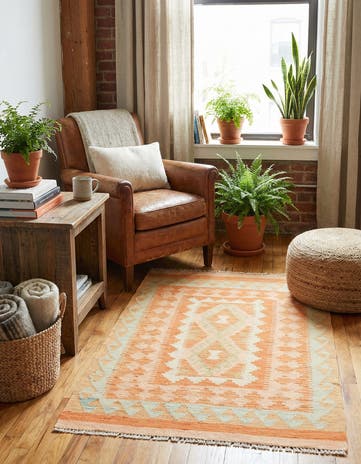 2' 8 x 4' 3 Hand Woven Kilim Waziri Wool Rug