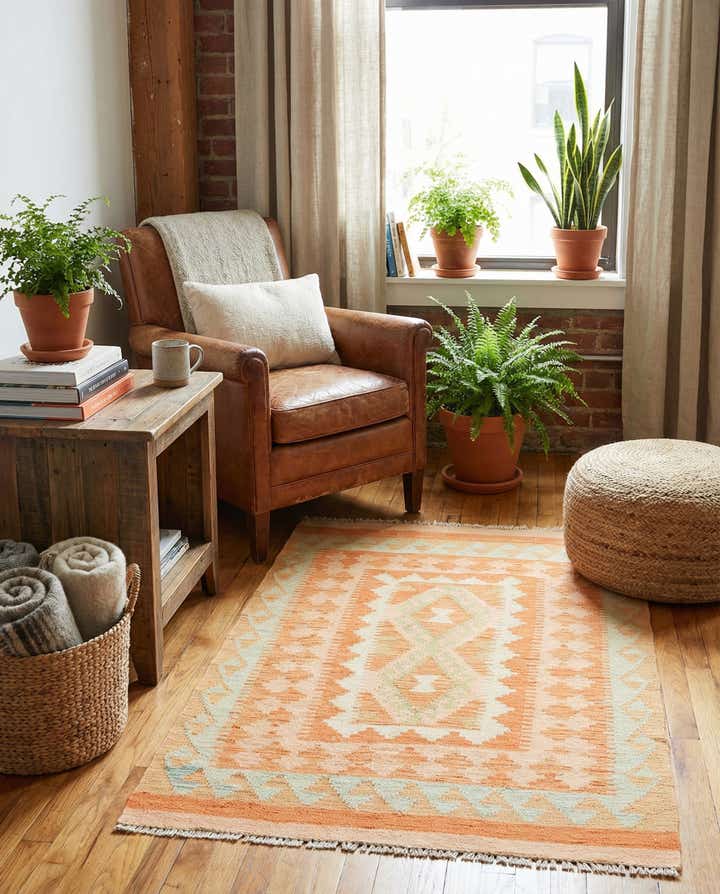 2' 8 x 4' 3 Hand Woven Kilim Waziri Wool Rug