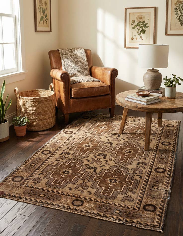 Detail image of 3' 10 x 6' 4  Hand Knotted Ultra Vintage Persian Wool Rug