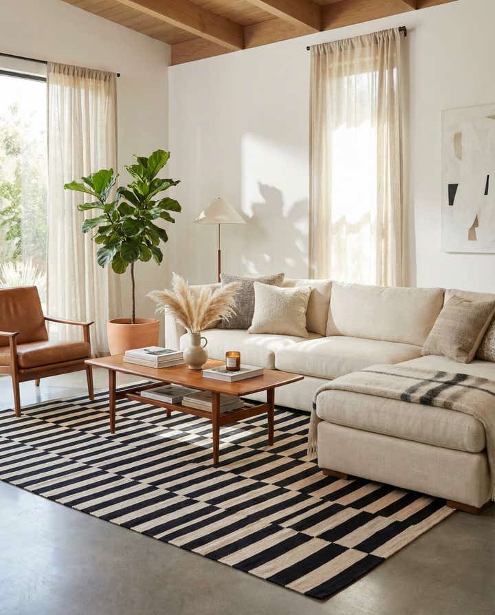 5' 7 x 8' Hand Woven Kilim Modern Wool Rug