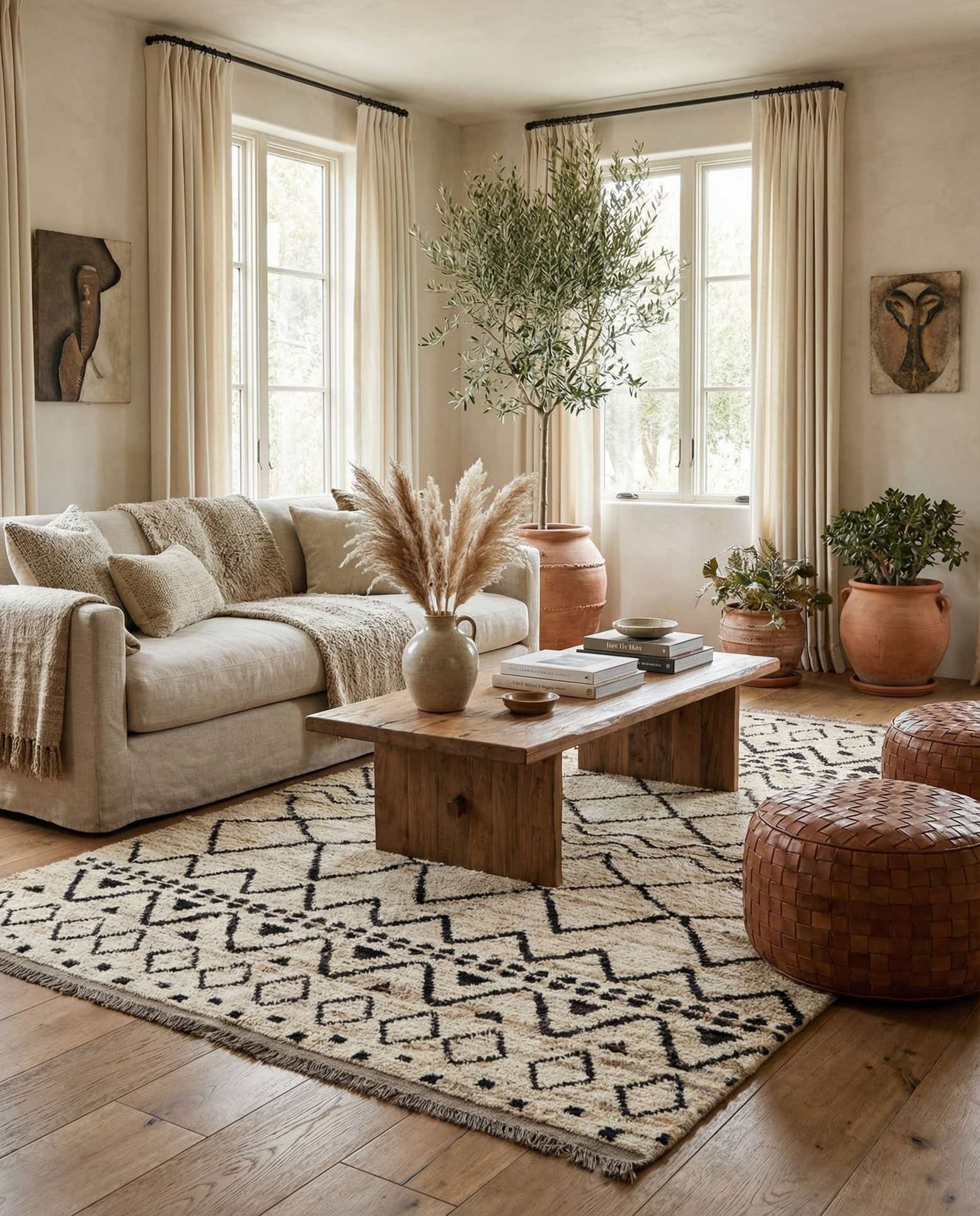 5' 5 x 7' 8 Hand Knotted Moroccan Wool Rug
