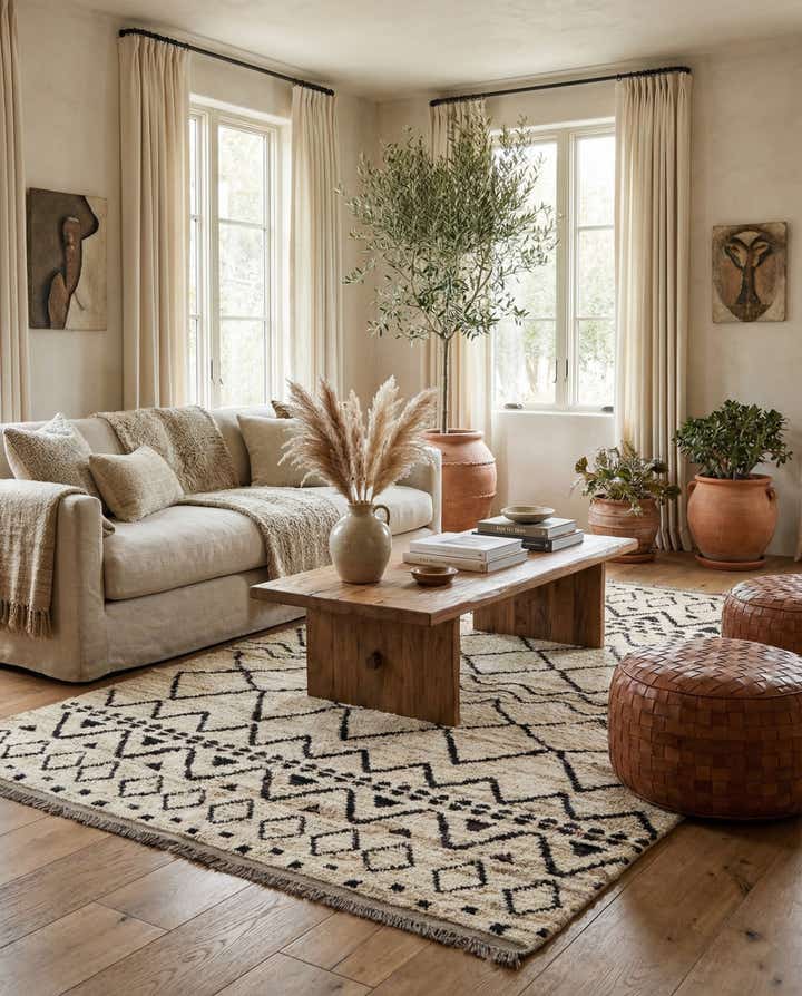 5' 5 x 7' 8 Hand Knotted Moroccan Wool Rug