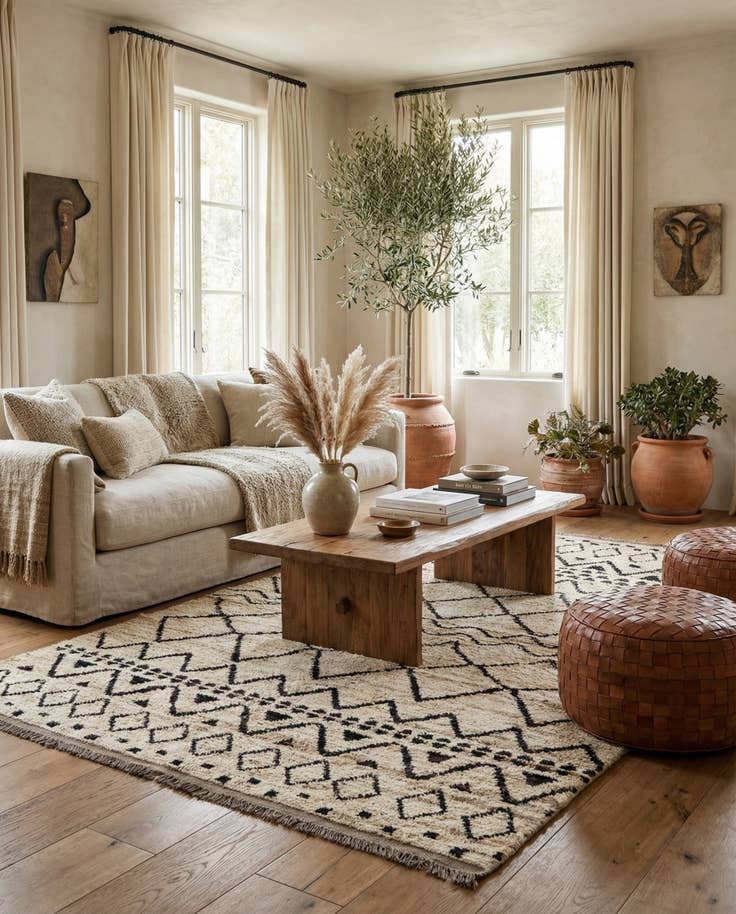 Detail image of 5' 5 x 7' 8 Hand Knotted Moroccan Wool Rug