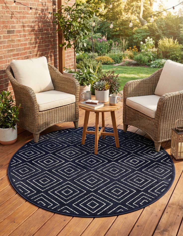 Detail image of 5' x 5'  Washable Sabrina Soto Indoor / Outdoor Round Rug