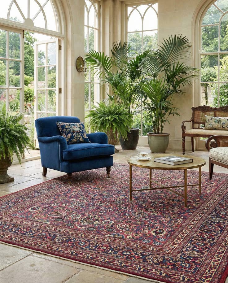 Detail image of 8' 10 x 11' Hand Knotted Mashad Persian Wool Rug