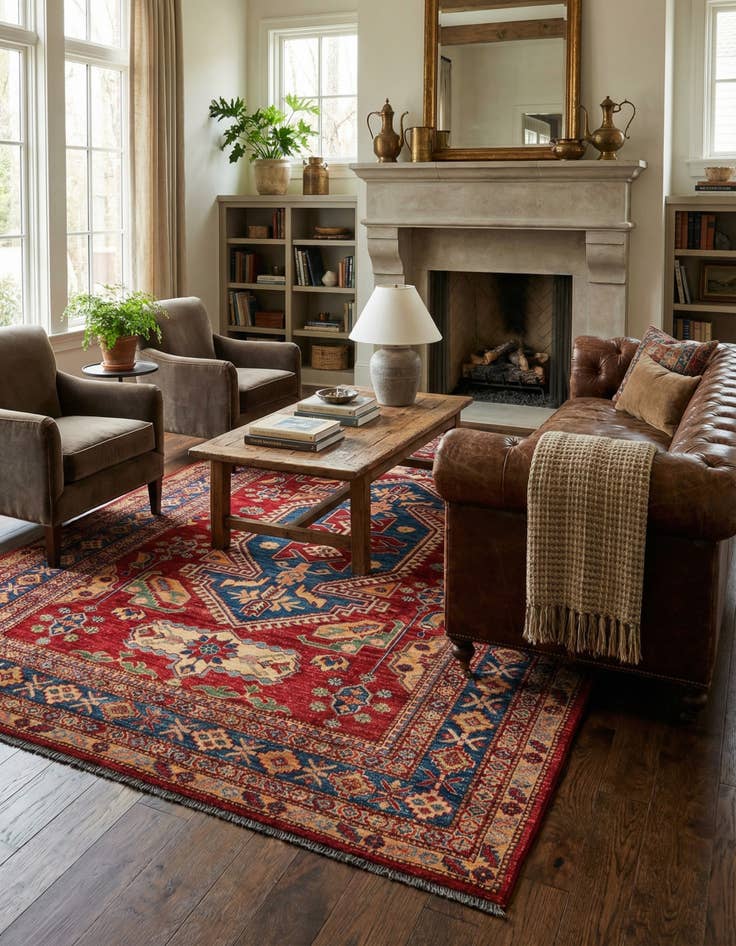 Detail image of 5' 11 x 8' 6  Hand Knotted Kazak Oriental Wool Rug