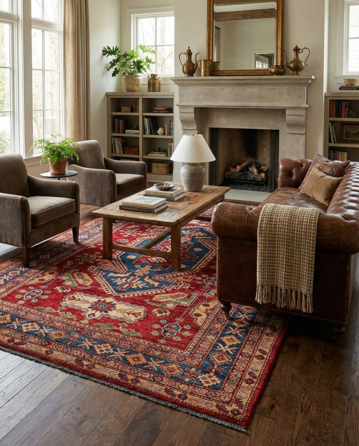 Detail image of 5' 11 x 8' 6 Hand Knotted Kazak Oriental Wool Rug