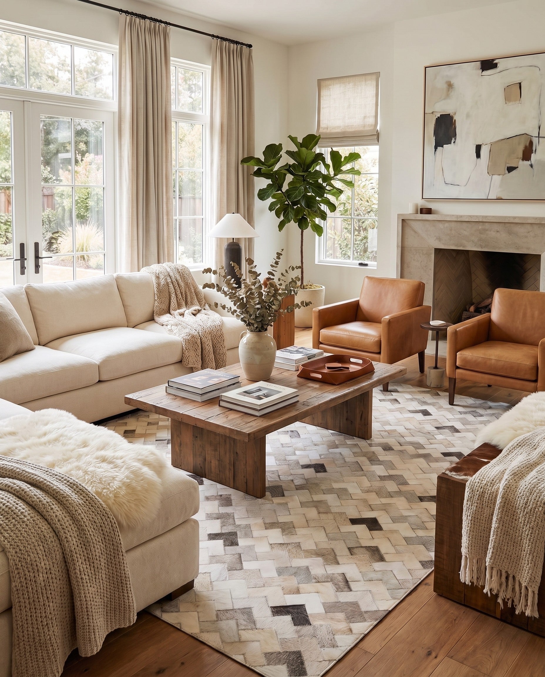 5' 2 x 8' Cowhide - Patchwork Rug